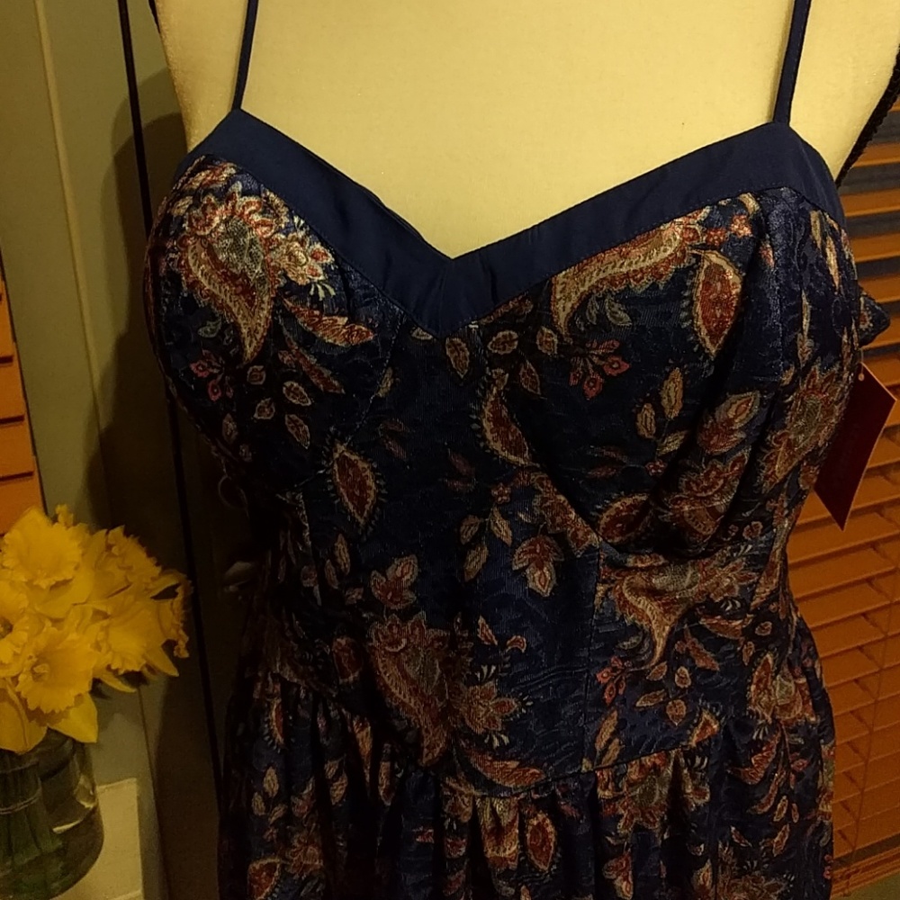 Velvet Paisley Print Spring Dress
